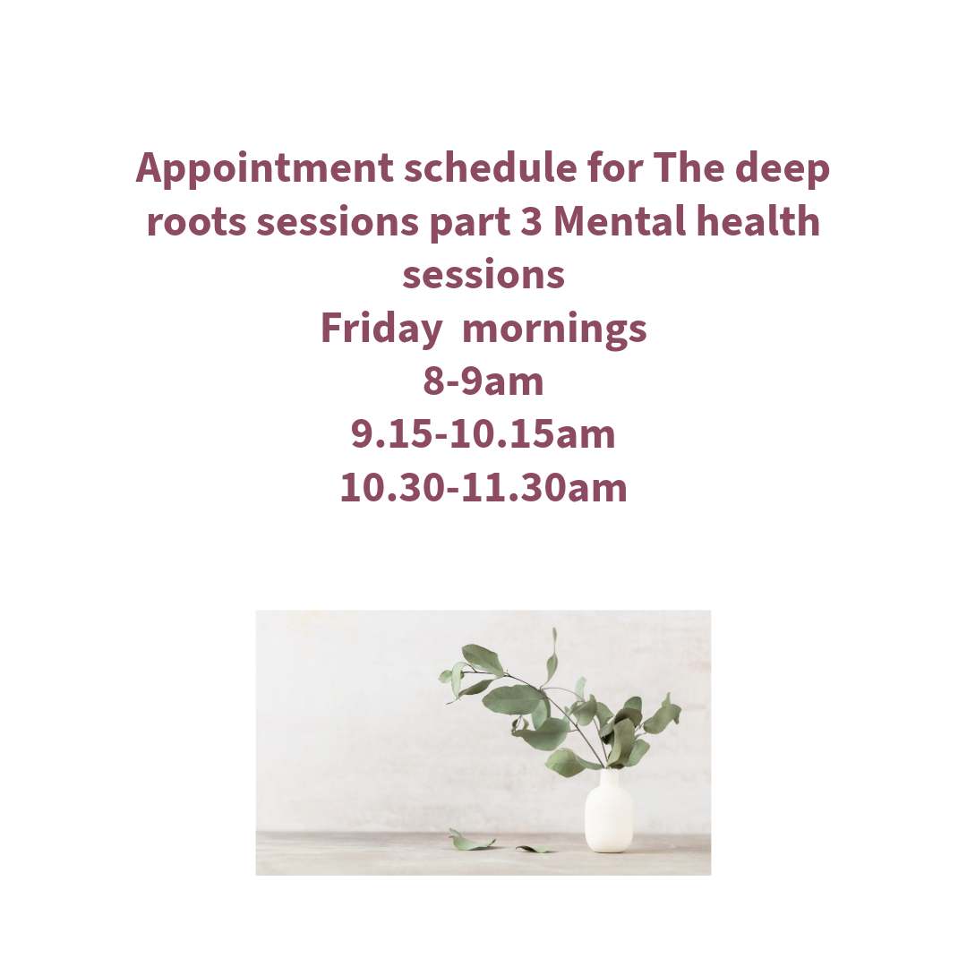 The Deep roots Mental health part 3 sessions